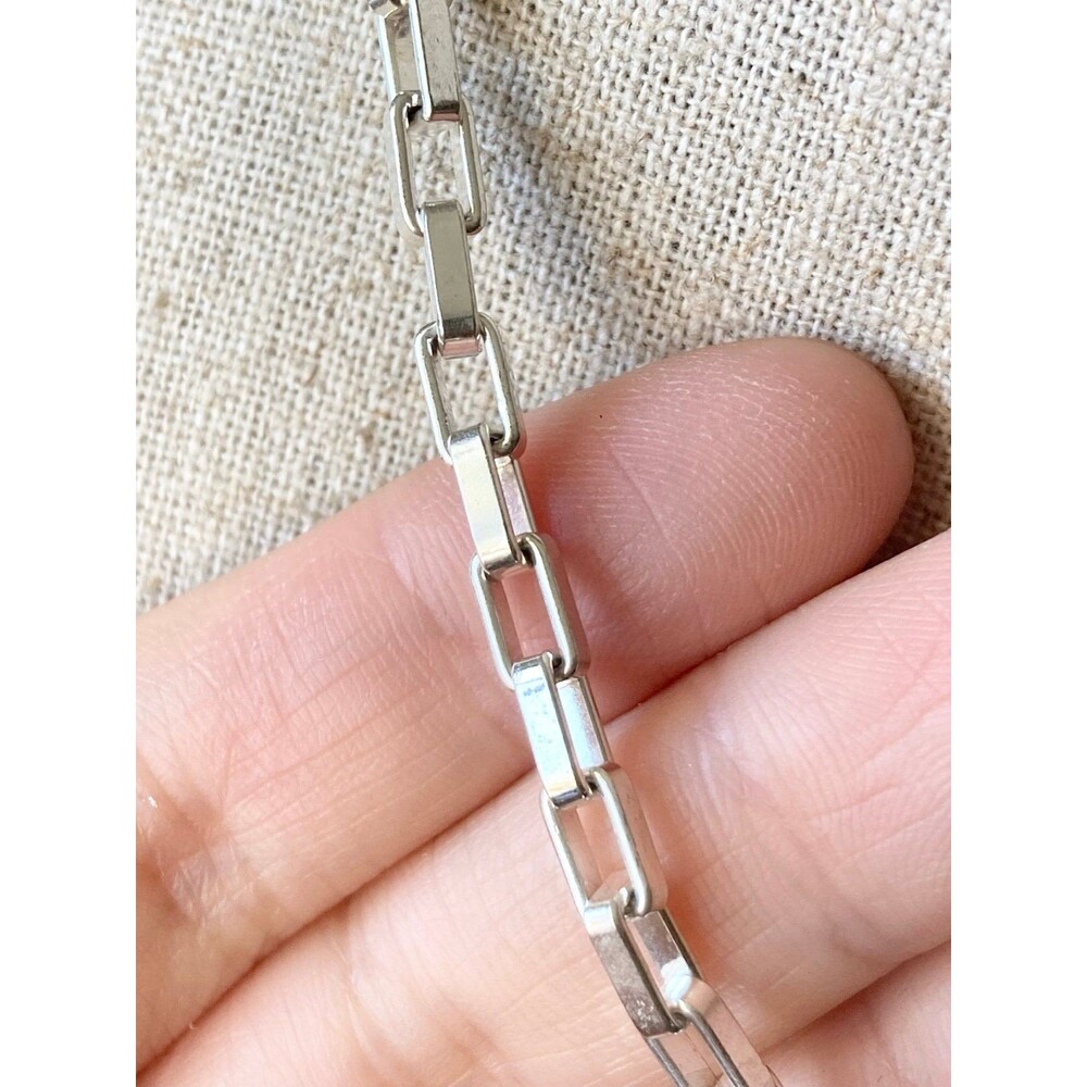 925 Italy Sterling Silver Rectangular Link Chain … - image 3